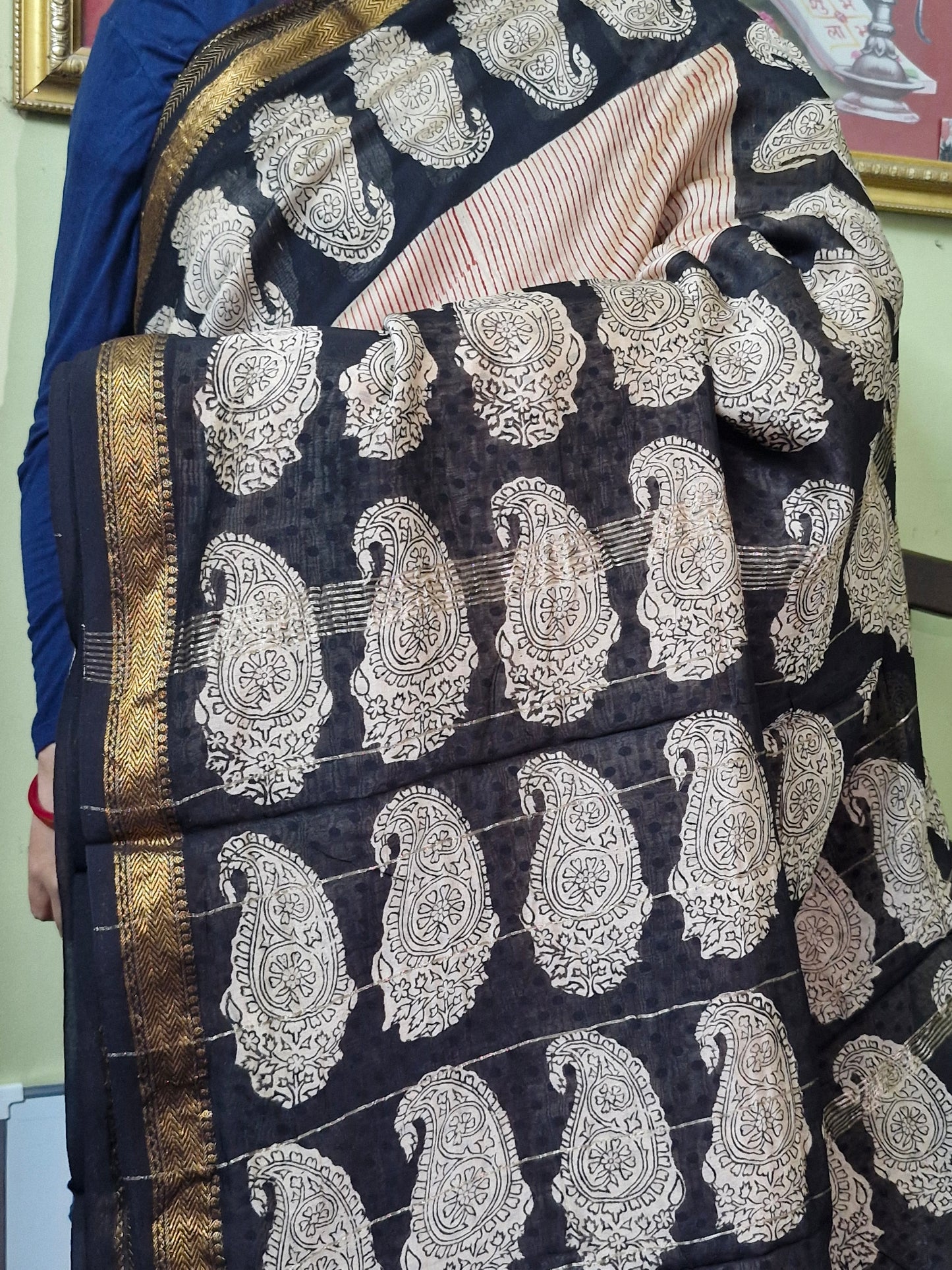 Royal Nizam Maheshwari Silk – Handblocked Elegance in Natural Dyes