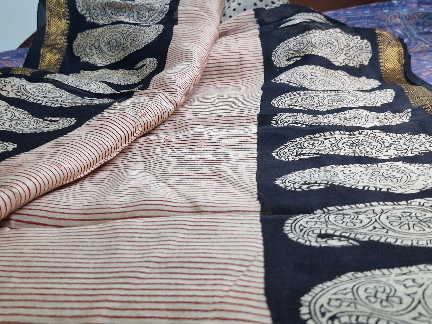 Royal Nizam Maheshwari Silk – Handblocked Elegance in Natural Dyes