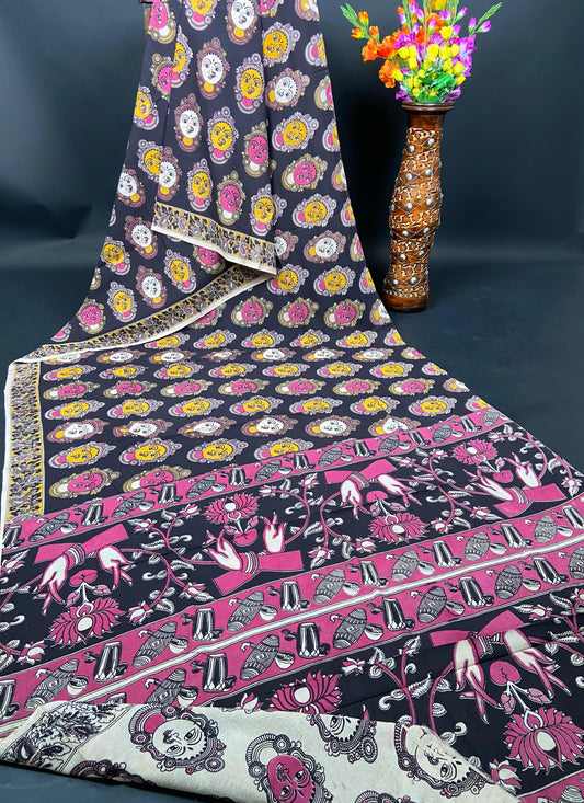 Pure Malmal Cotton - Kalamkari Devi Leela Chhavi