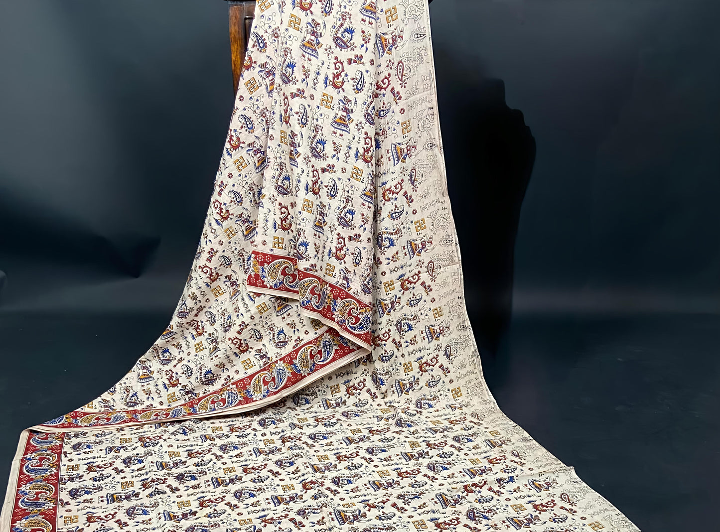 Pure Malmal Cotton - Kalamkari White Swan Tale