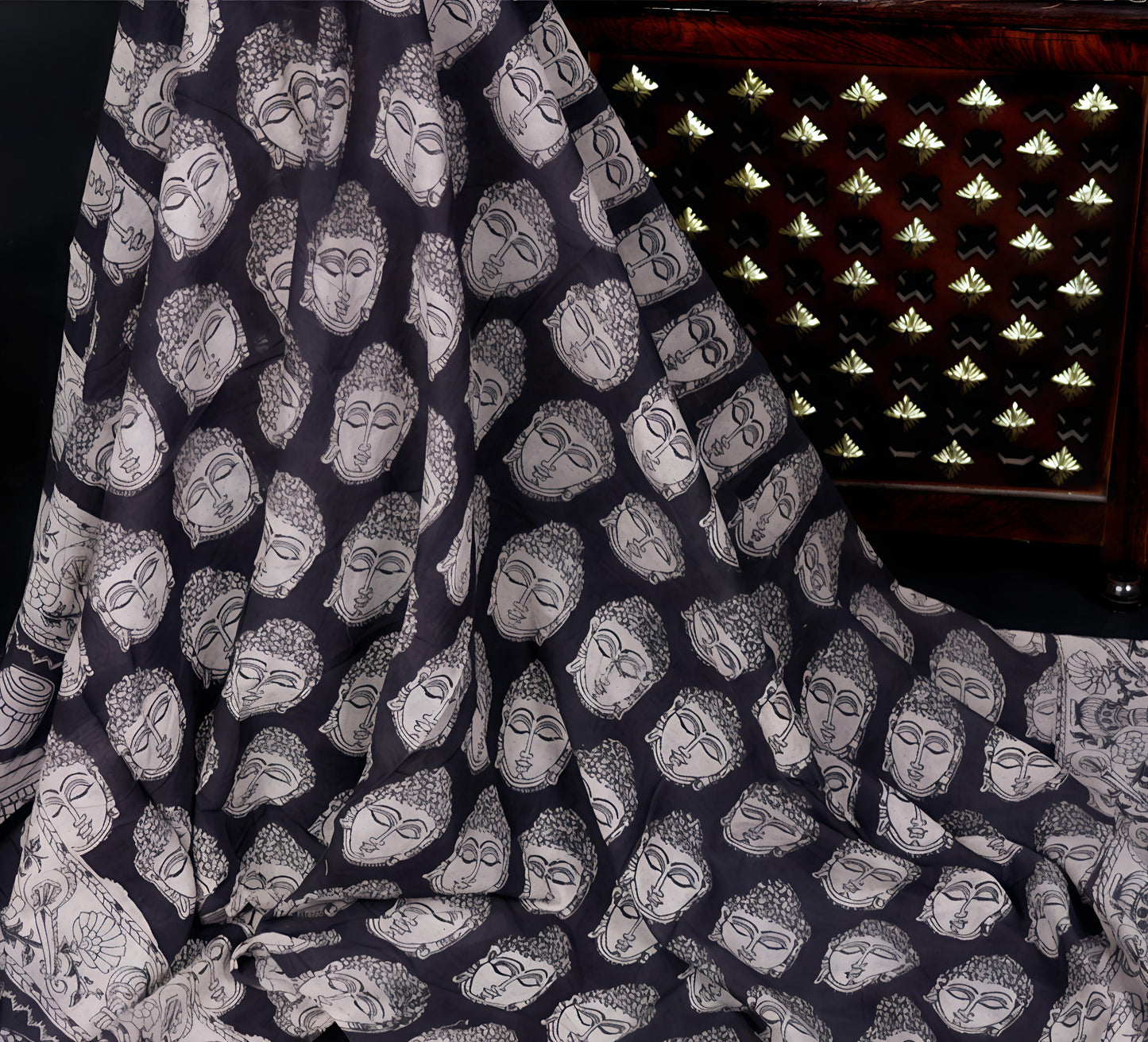 Woven Whimsy Cotton Dupatta - Handblocked The Nirvana Within By Buddha