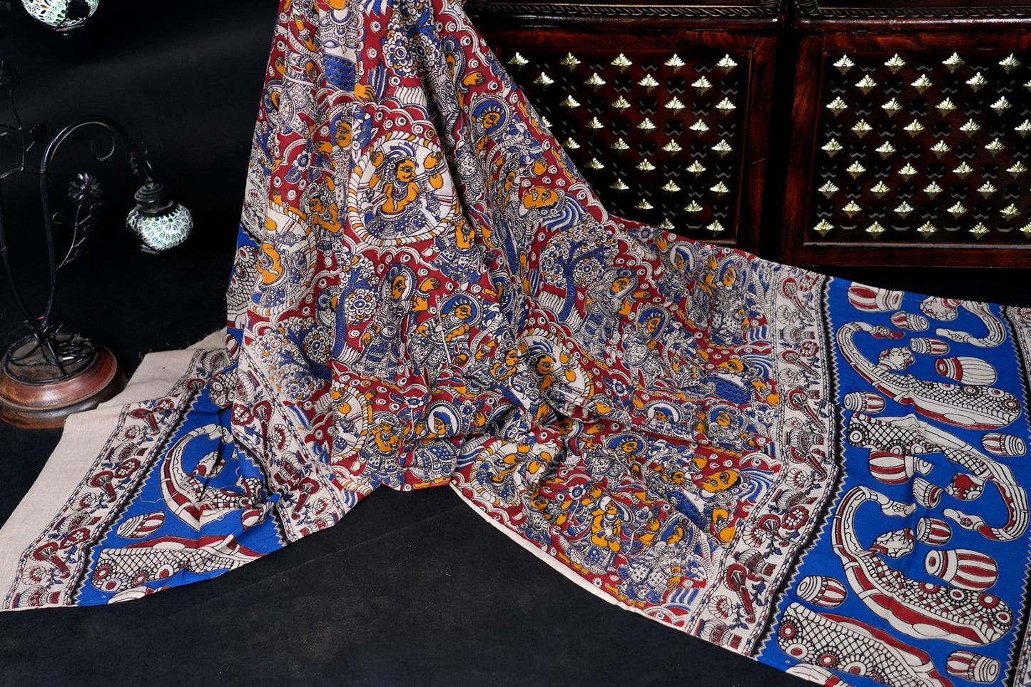 Woven Whimsy Cotton Dupatta - Handblocked Divine Raga