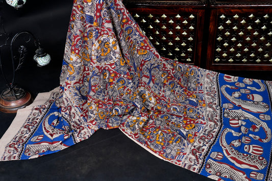 Woven Whimsy Cotton Dupatta - Handblocked Divine Raga
