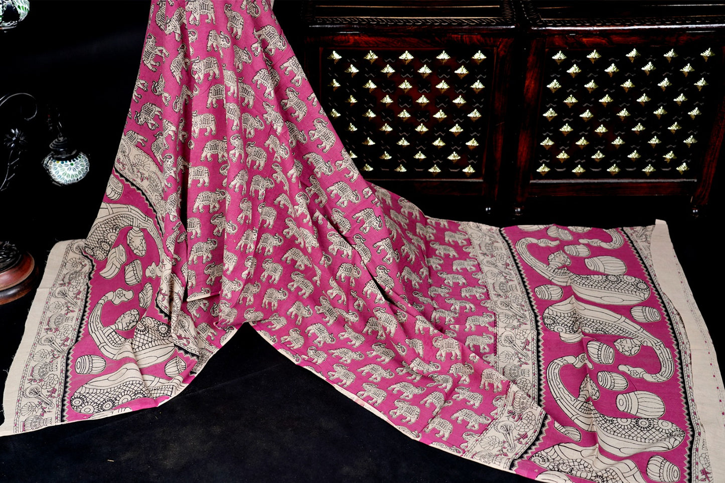 Woven Whimsy Cotton Dupatta - Handblocked Whispers of Lavender
