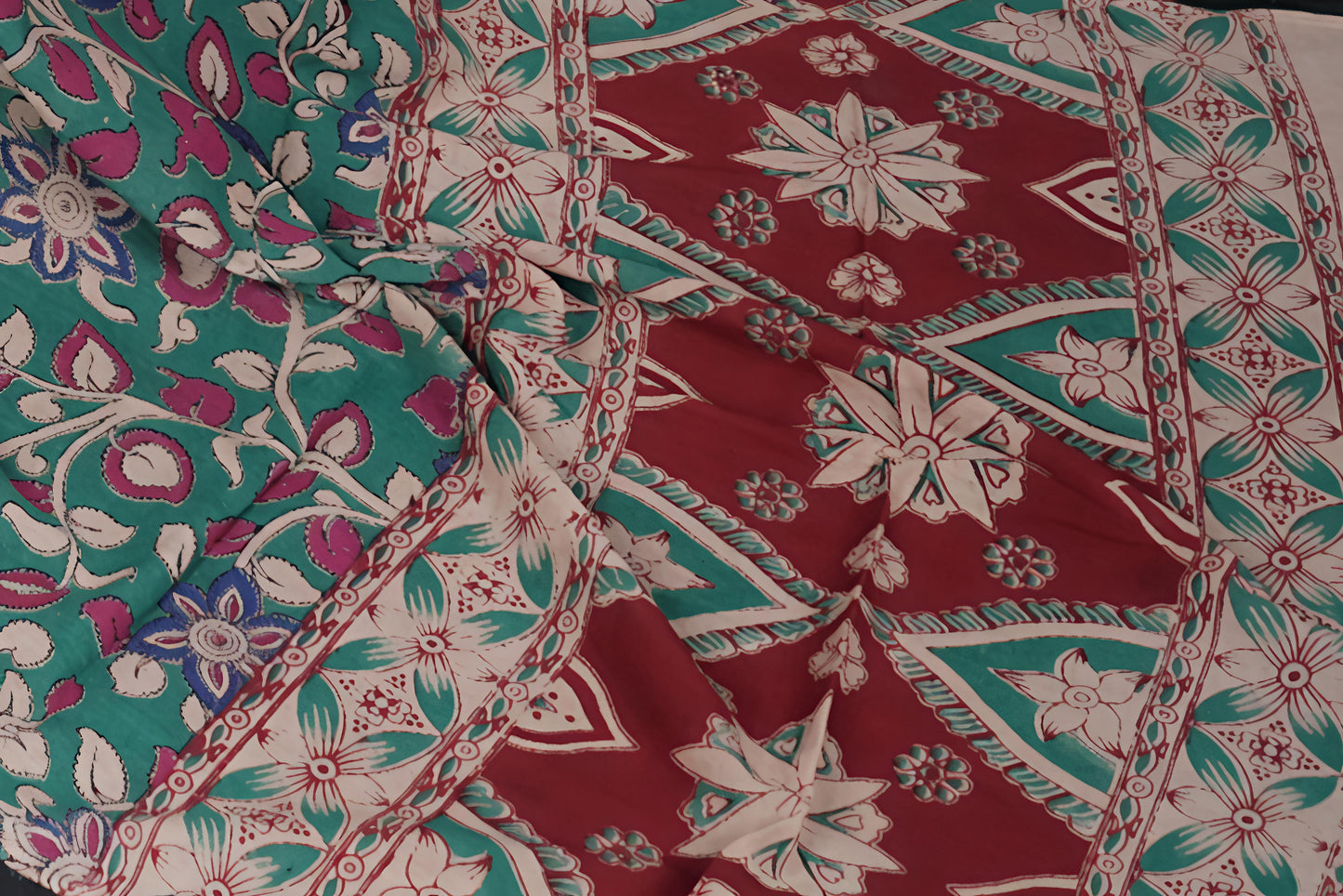 Woven Whimsy Cotton Dupatta - Handblocked Springlight Drape