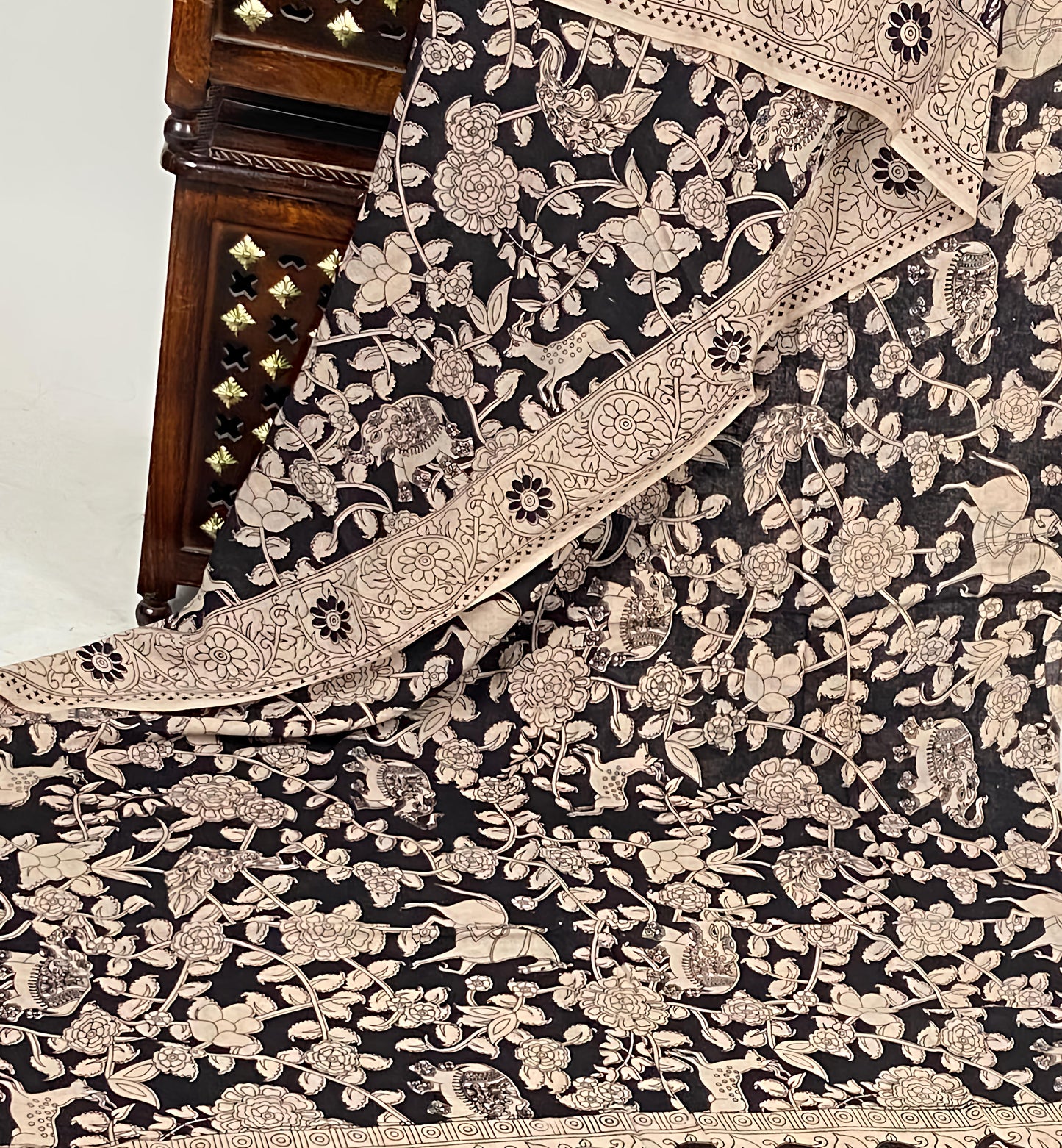 Pure Malmal Cotton - Kalamkari Pond of Shadows