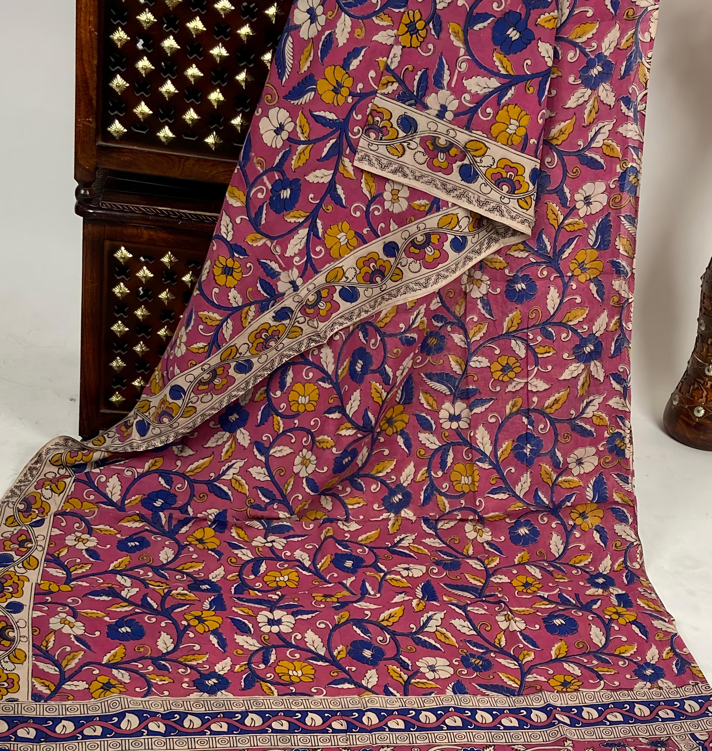 Pure Malmal Cotton - Kalamkari Floral Petalwings