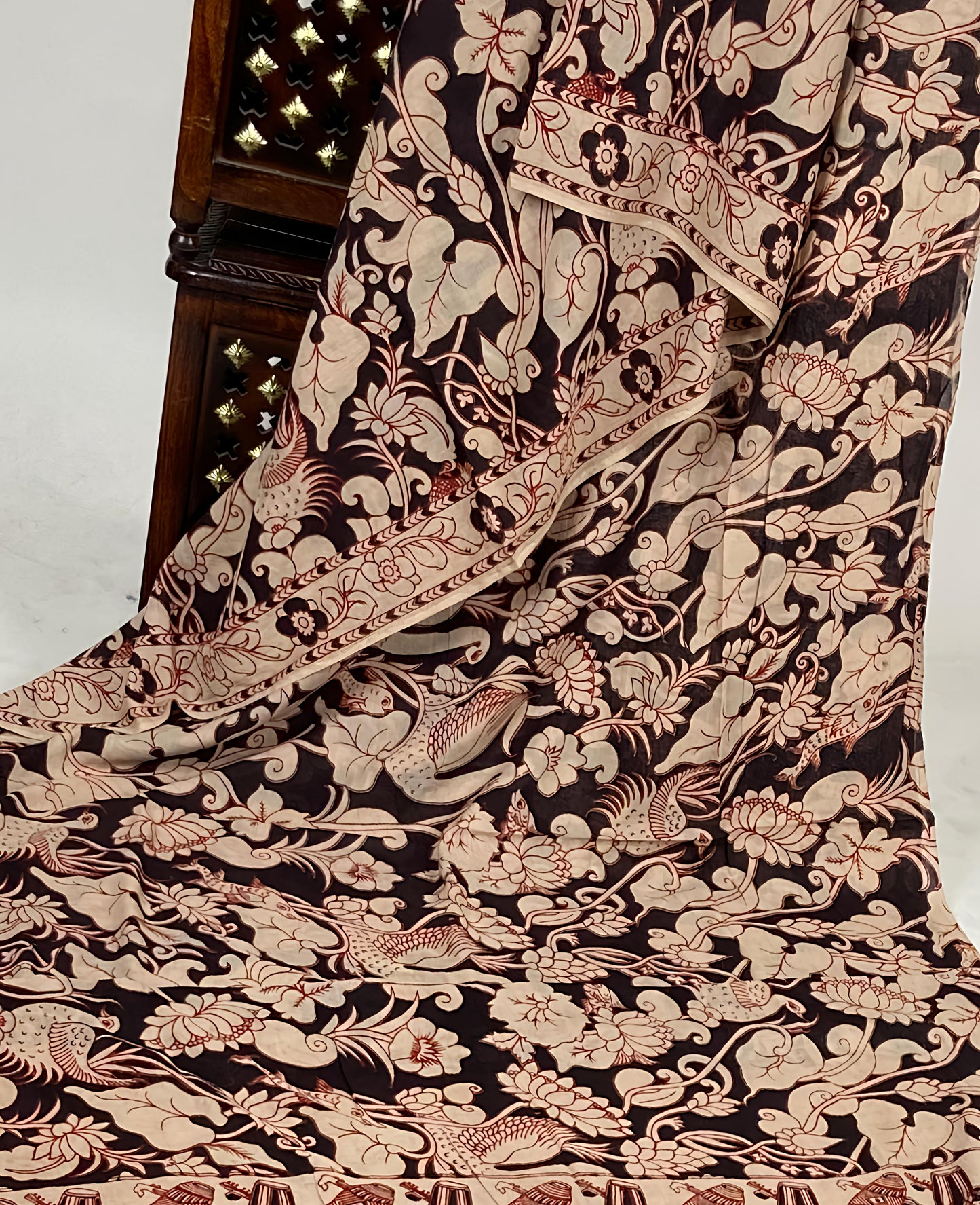 Pure Malmal Cotton - Kalamkari Raag Rekha