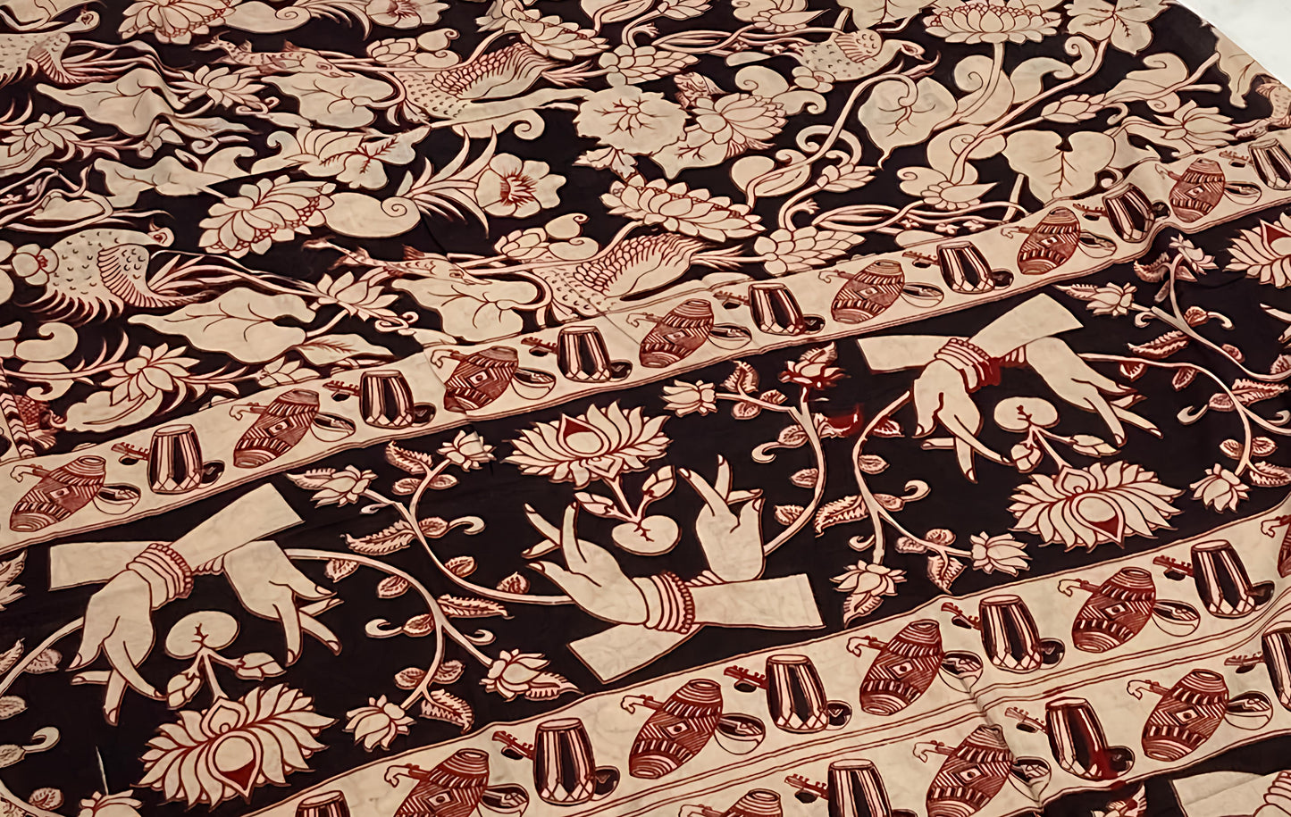 Pure Malmal Cotton - Kalamkari Raag Rekha