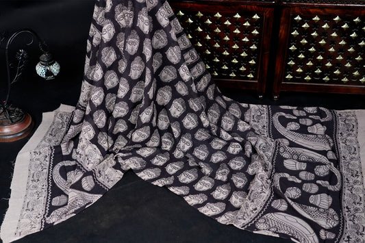 Woven Whimsy Cotton Dupatta - Handblocked The Nirvana Within By Buddha