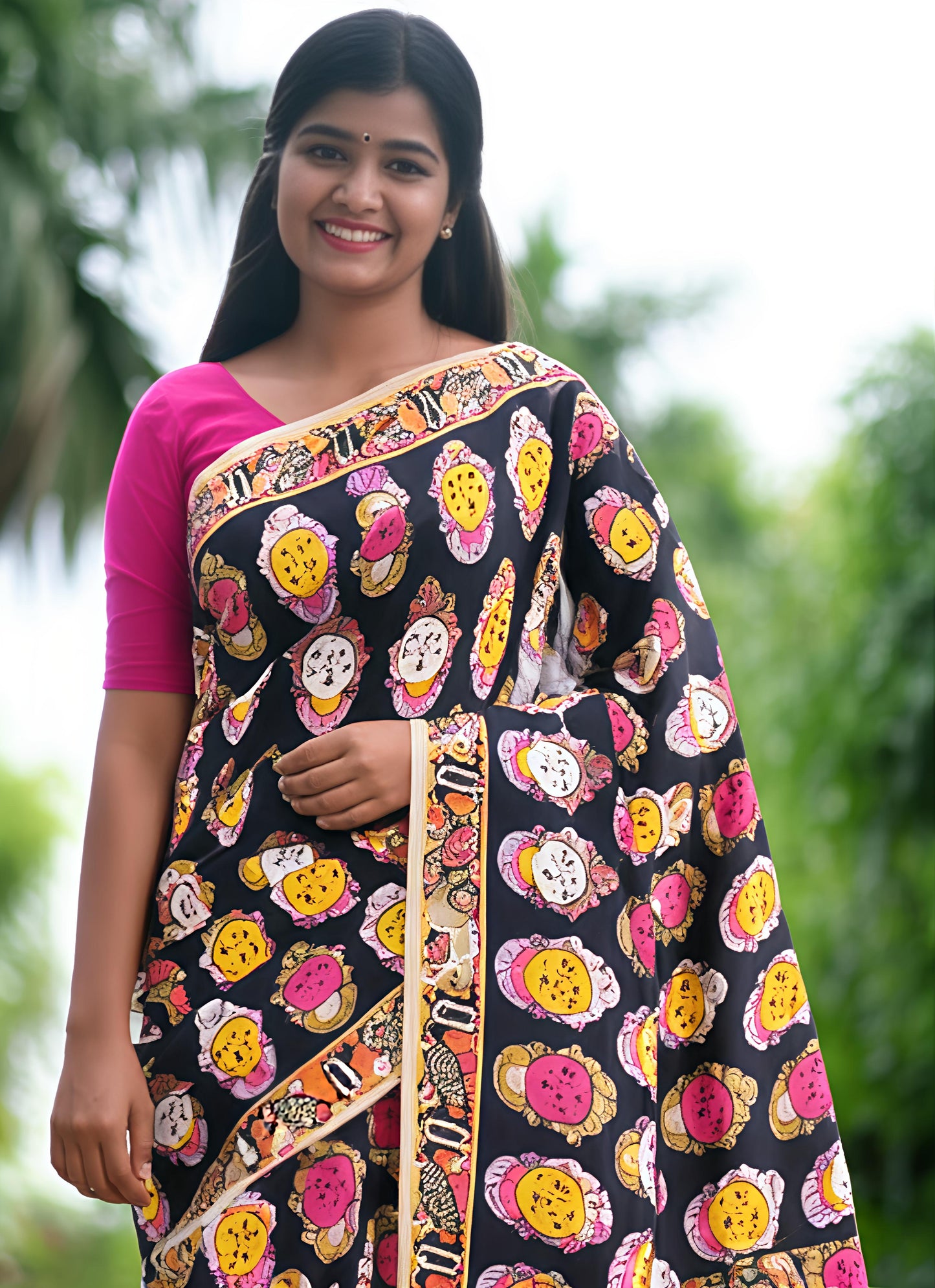 Pure Malmal Cotton - Kalamkari Devi Leela Chhavi