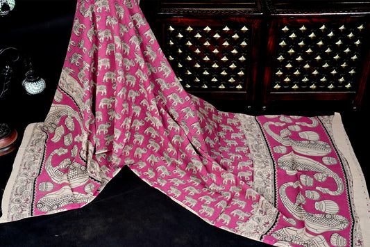 Woven Whimsy Cotton Dupatta - Handblocked Whispers of Lavender