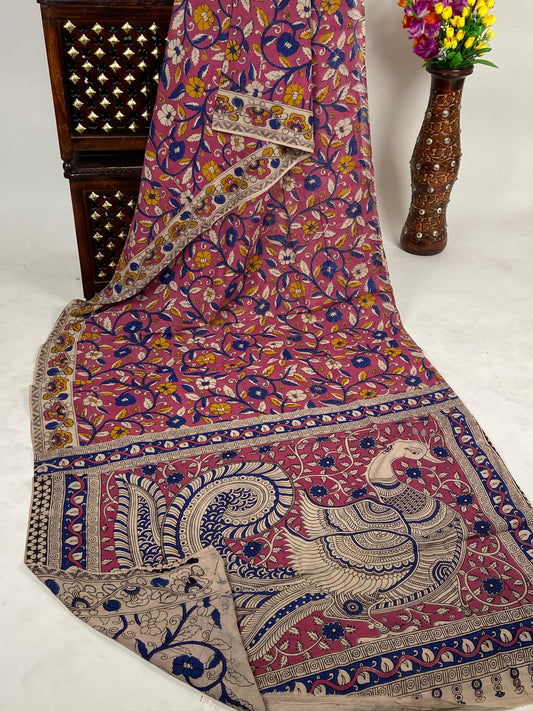 Pure Malmal Cotton - Kalamkari Floral Petalwings