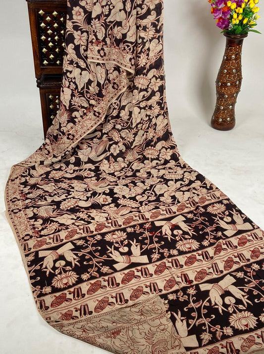 Pure Malmal Cotton - Kalamkari Raag Rekha